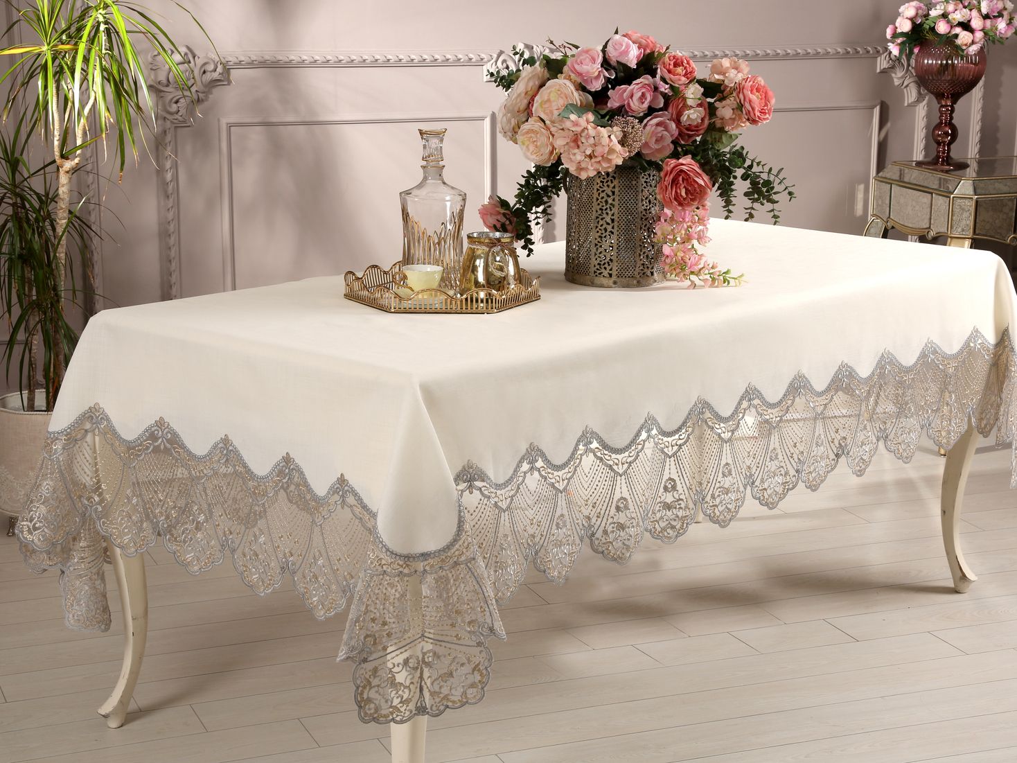 Daimon Home Armoni Tablecloth 160×300 cm – Elegant Cream