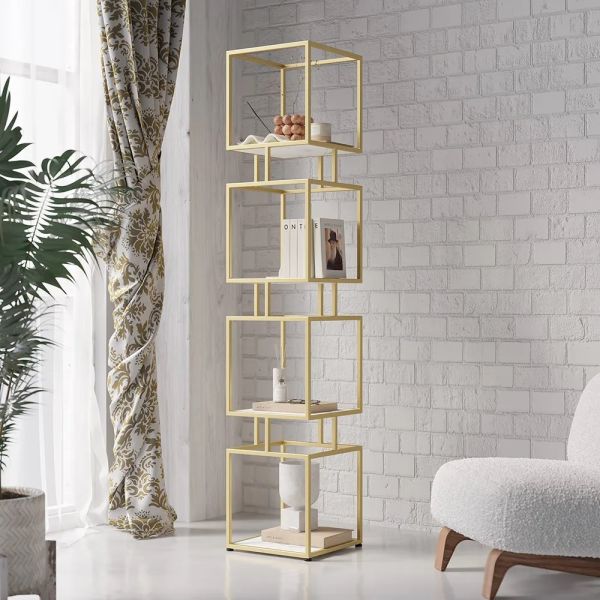 ARMN Regency 5-Shelf Stand – Elegant Gold Storage & Display ARMN Regency 5-Shelf Stand – Elegant Gold Storage & Display