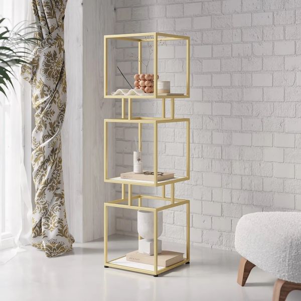 ARMN Regency 4-Shelf Stand – Elegant Gold Storage & Display ARMN Regency 4-Shelf Stand – Elegant Gold Storage & Display