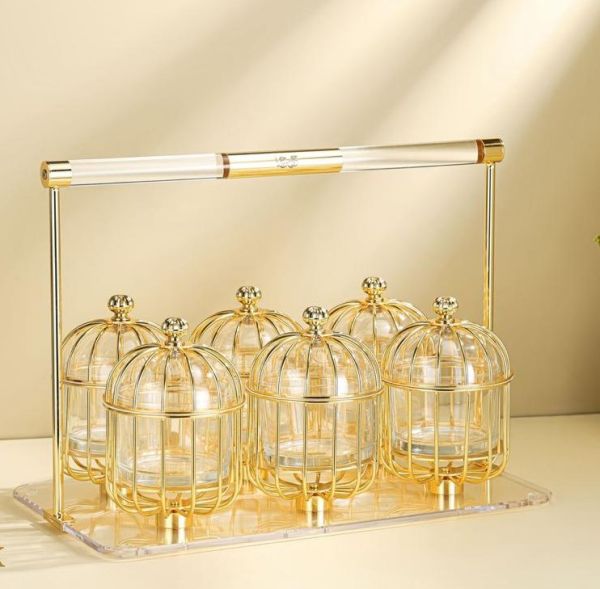 Alfursan Hostess Set with 6 Candy Jars – Luxury Gold