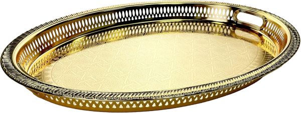صينية بيضوية ذهبية 53.8×39 سم من Zolten – فاخرة للتقديم صينية بيضوية ذهبية 53.8×39 سم من Zolten – فاخرة للتقديم