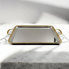Zolten Rectangular Tray Silver & Gold 50×32.2 cm – Elegant