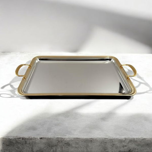 صينية مستطيلة فضية وذهبية 50×32.2 سم من Zolten – أنيقة وفاخرة