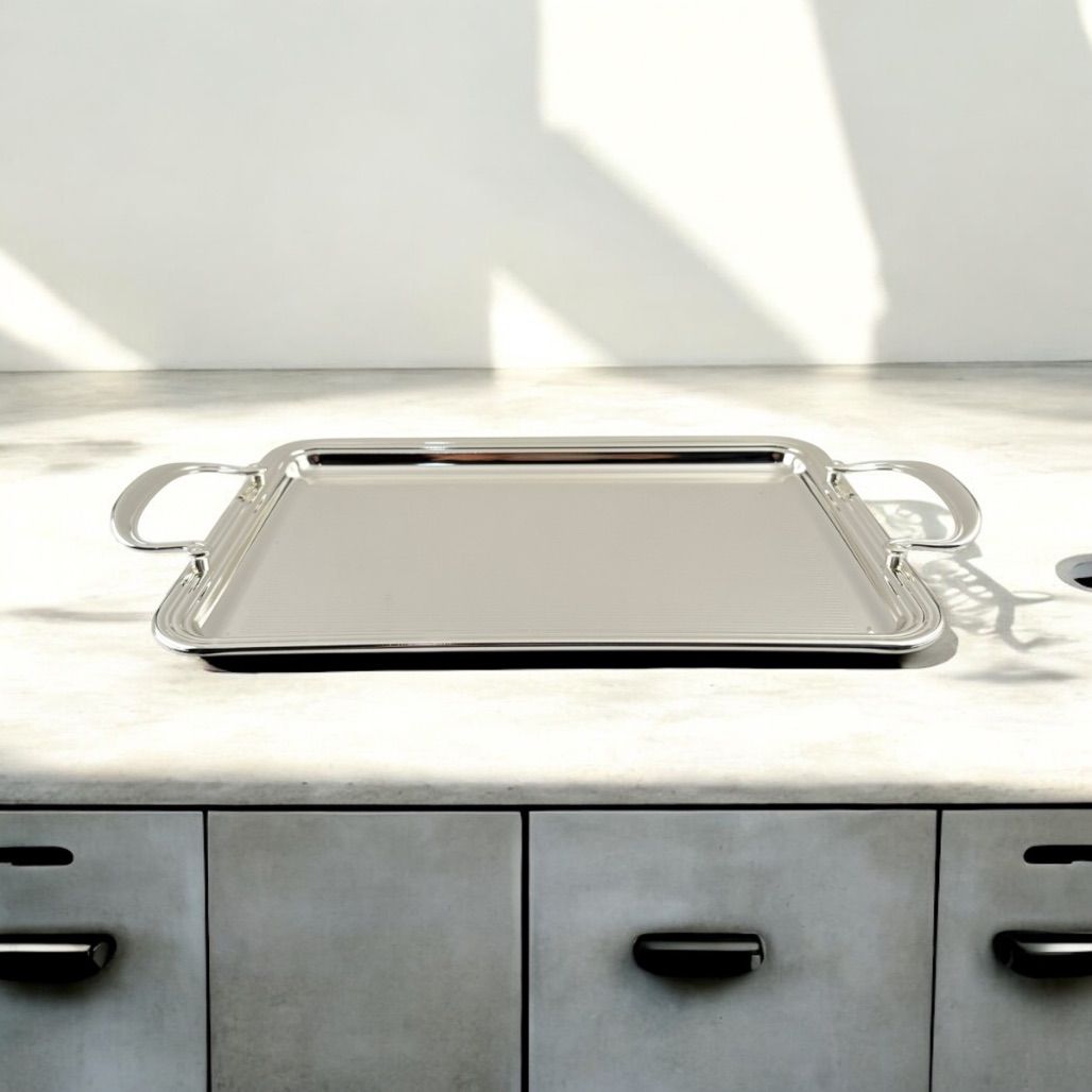 صينية مستطيلة فضية 34.5×23.5 سم من Zolten – أنيقة وعملية