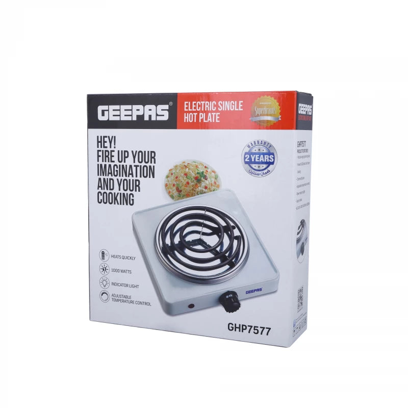 Geepas GHP7577 Single Hot Plate 1000W – White Geepas GHP7577 Single Hot Plate 1000W – White