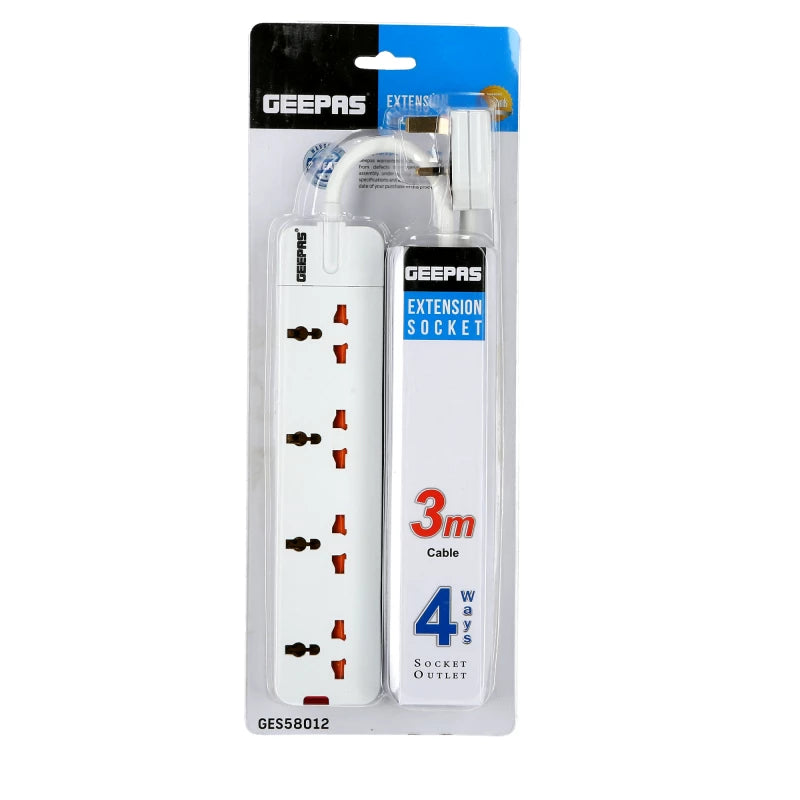 مشترك كهرباء 4 مخارج Geepas GES58012 مع مؤشرات LED