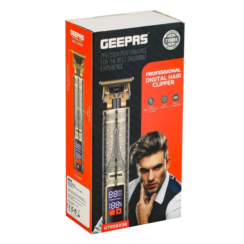 مقص شعر رقمي Geepas GTR56038 – شفره T، شاشة LCD، 180 دقيقة