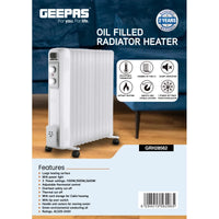 مدفأة زيت Geepas GRH28562 – 13 زعنفة، 2600 واط، ترموستات قابل للتعديل