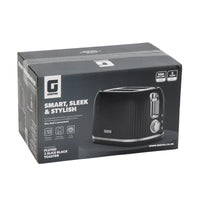 Geepas Fluted 2-Slice Bread Toaster, 6 Browning Levels, Black, GBT36558UK-BK