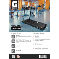 Geepas GFT90000 Foldable Treadmill - 2.0HP Motor, 12 Programs, App Sync - Black