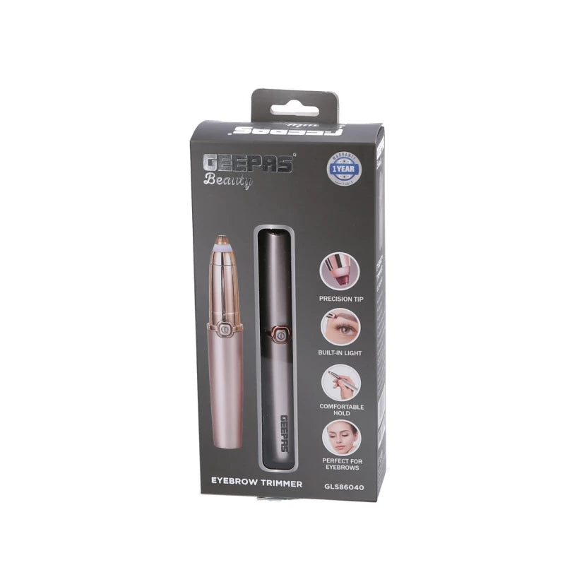 محدد حواجب Geepas GLS86040 – USB، ضوء LED وشفرات دقيقة