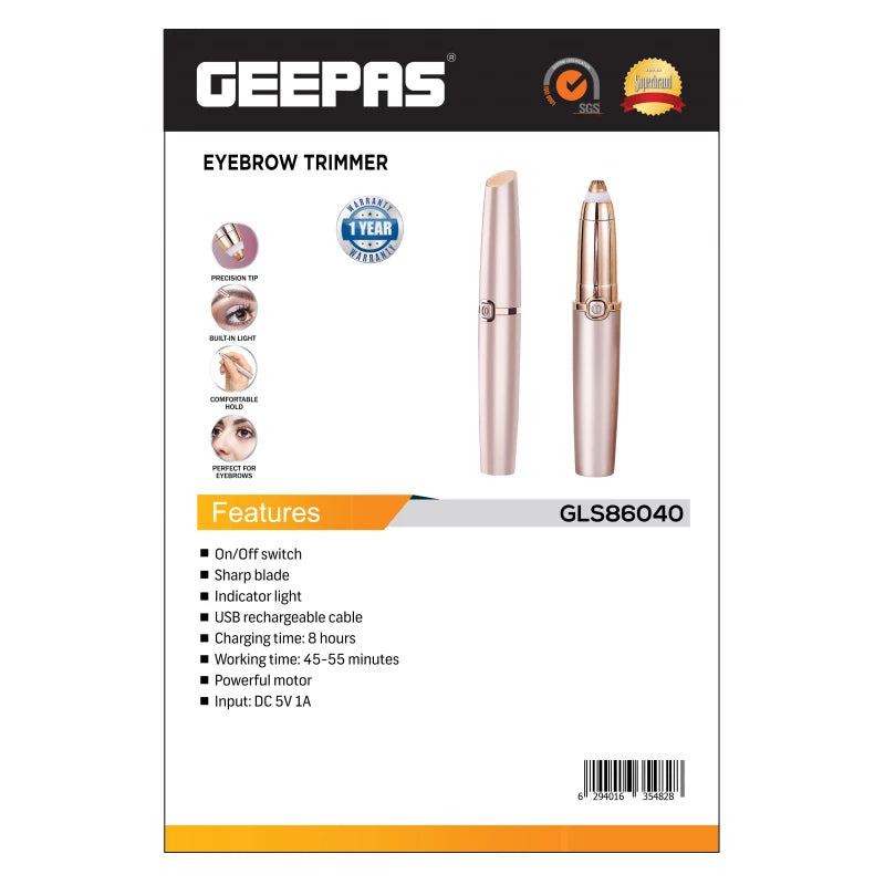 محدد حواجب Geepas GLS86040 – USB، ضوء LED وشفرات دقيقة