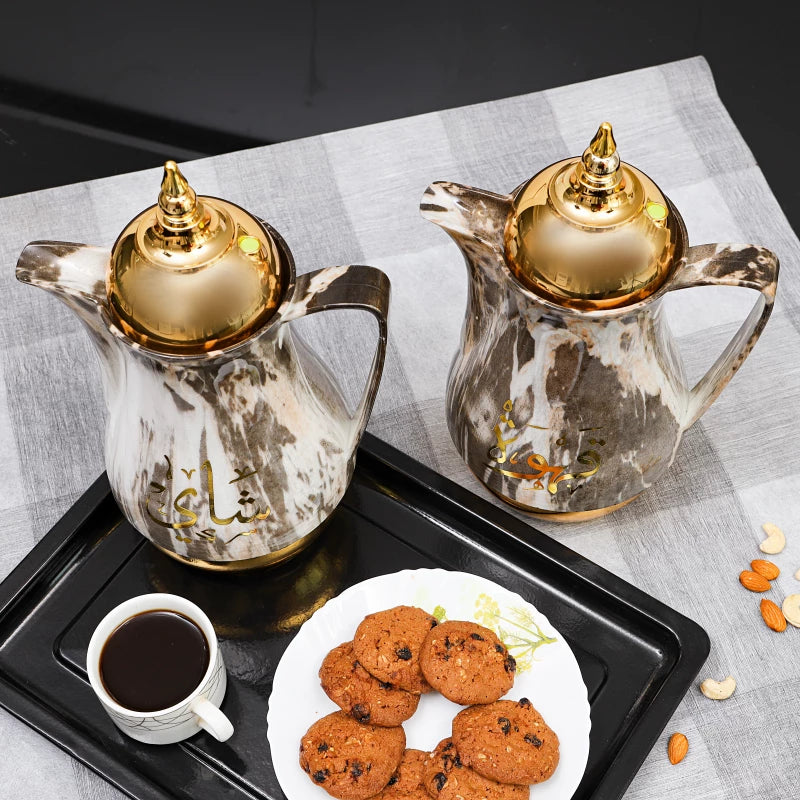 Royalford RF9413 Double-Wall Marble Tea & Cawa Set – 1L × 2 Royalford RF9413 Double-Wall Marble Tea & Cawa Set – 1L × 2