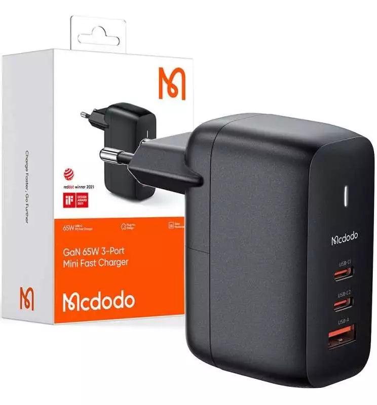 Mcdodo GaN 65W Multi Port Fast Charger Charge 3 Devices Fast - Black Mcdodo GaN 65W Multi Port Fast Charger Charge 3 Devices Fast - Black