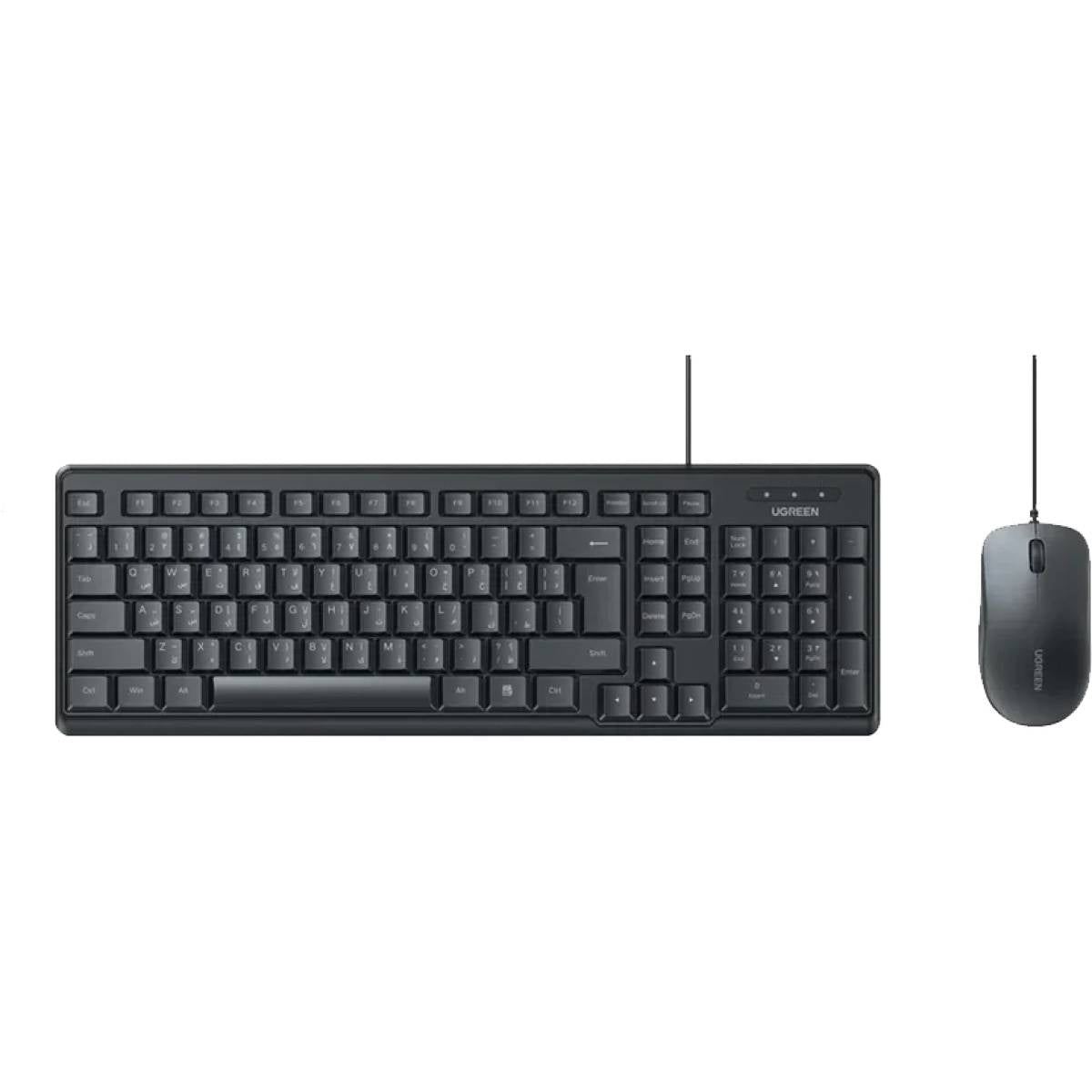 UGREEN Wired Silent Keyboard & Mouse Combo, US/AR Layout - Black