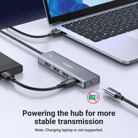 يوجرين موزع USB 3.0 بـ3 منافذ USB-A ومنفذ USB-C + طاقة USB-C
