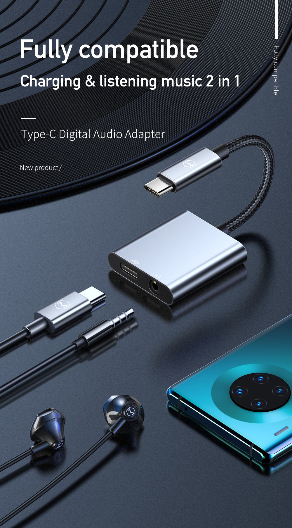 Mcdodo TYPE-C to DC3.5 MM +TYPE-C   Audio Adapter