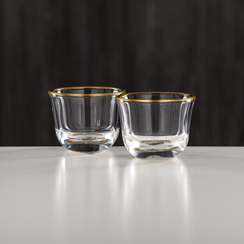 Almarjan 6-Piece Gold Arabic Coffee Cups Set – Elegant Glass Almarjan 6-Piece Gold Arabic Coffee Cups Set – Elegant Glass