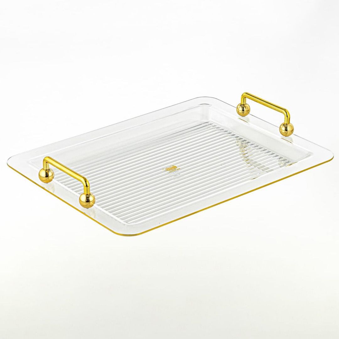 Almarjan 45cm Acrylic Tray - Silver & White
