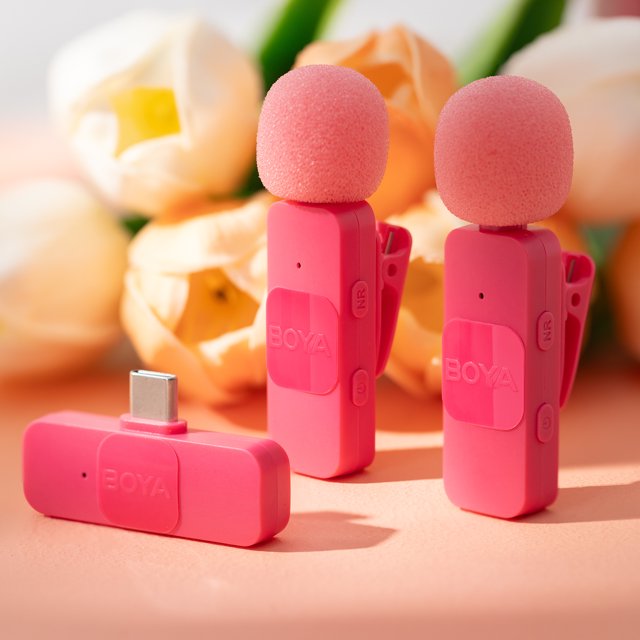 BOYA Ultracompact 2.4GHz Type-C Wireless Microphone System - Pink BOYA Ultracompact 2.4GHz Type-C Wireless Microphone System - Pink