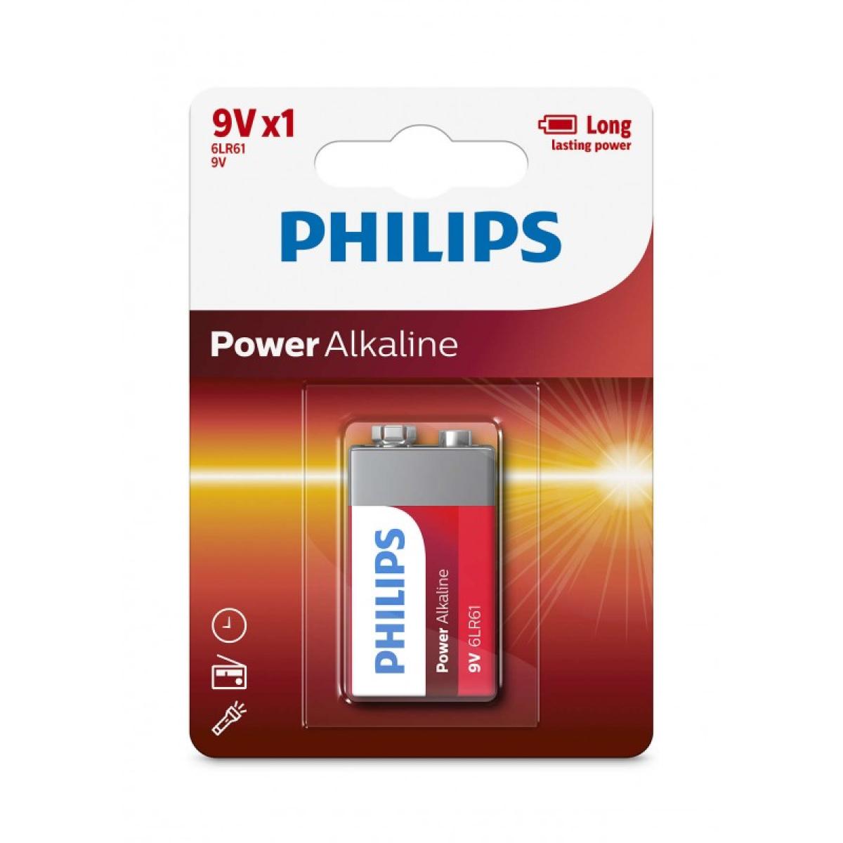 Philips 6LR61P1B/97 Power Alkaline Batteries 9V 1 pc/pack Philips 6LR61P1B/97 Power Alkaline Batteries 9V 1 pc/pack