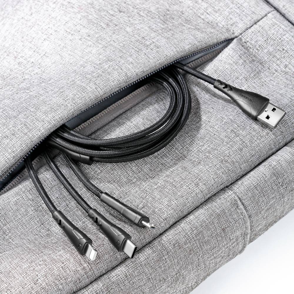 Mcdodo 3 in 1 USB to USB C Lightning Micro USB Cable 1.2m - Black Mcdodo 3 in 1 USB to USB C Lightning Micro USB Cable 1.2m - Black