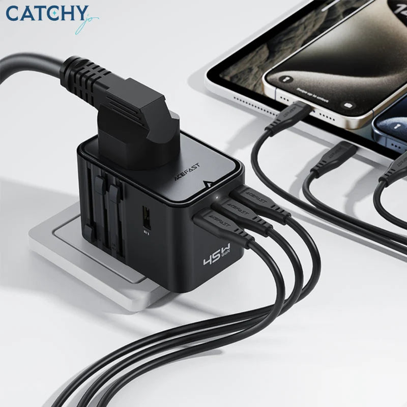 ACEFAST Z8 PD45W GaN 5-Port Charging Adapter (3×USB-C + 2×USB-A)
