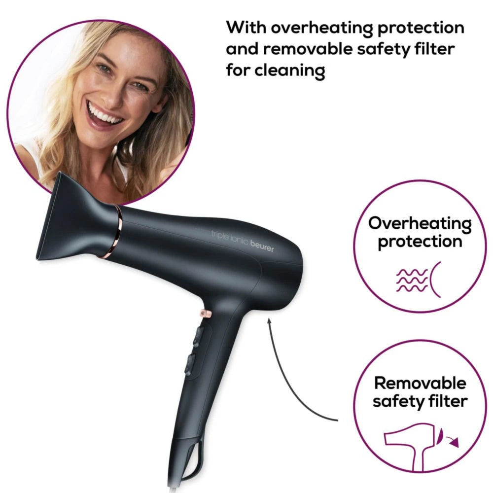 Beurer HC 50 Hair Dryer 2200W Ionic Technology & Shine