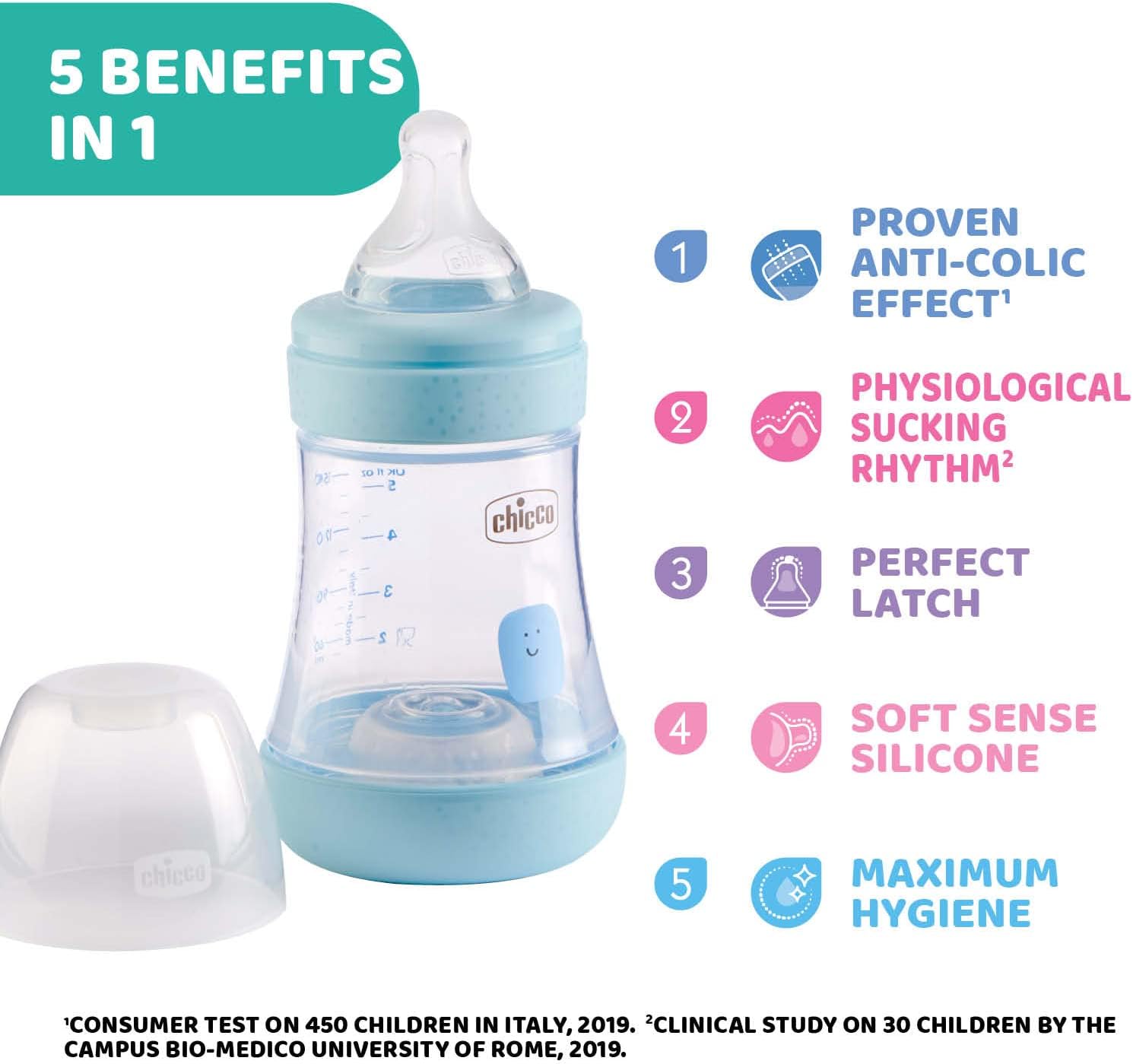 Chicco P5 PP Boy Bottle 150ml Slow Flow CL2 Anti-Colic - Blue