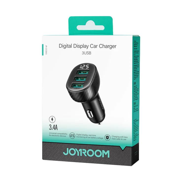 Joyroom 3USB 3.4A 17W Car Charger Fast & Safe Charging - Black Joyroom 3USB 3.4A 17W Car Charger Fast & Safe Charging - Black