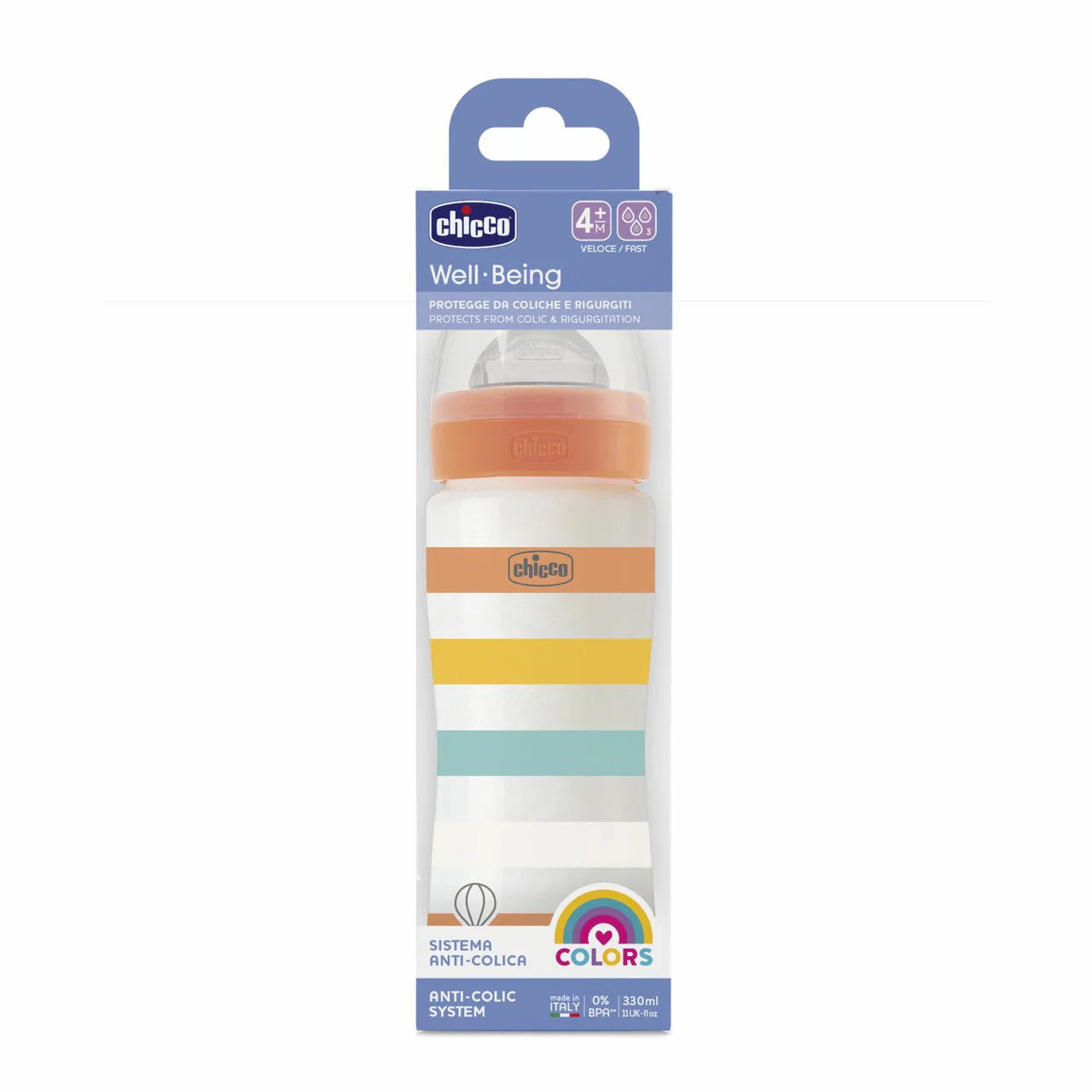 Chicco BOTTLE WB PP UNI 330ml FAST SIL & Anti-Colic - Orange Chicco BOTTLE WB PP UNI 330ml FAST SIL & Anti-Colic - Orange