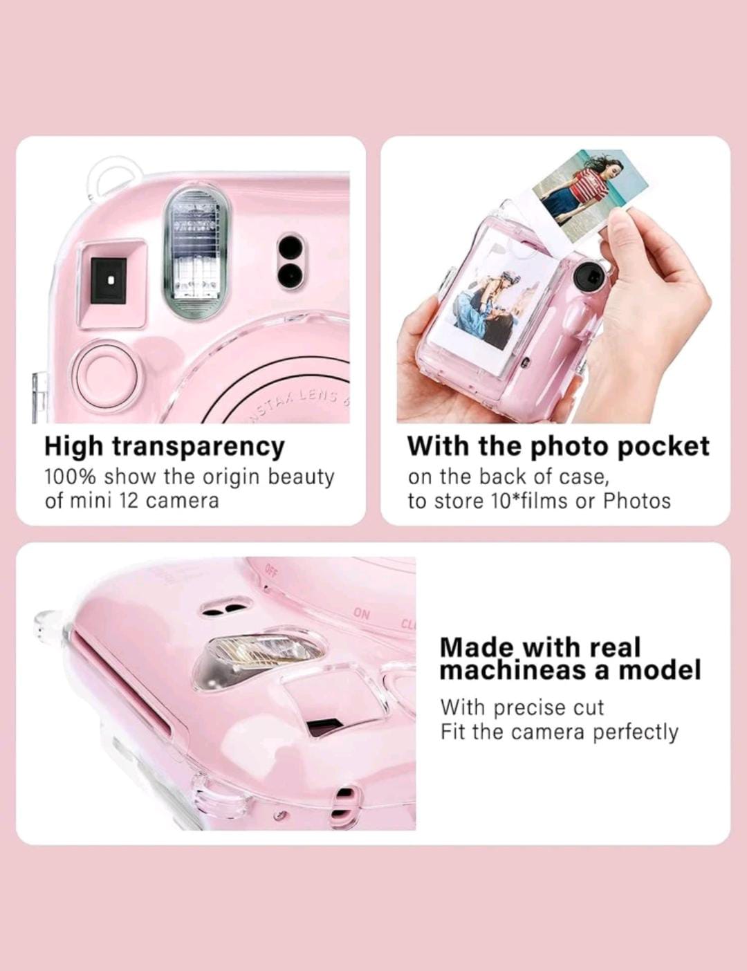 Instax Mini 12/Mini 12 Instant Camera Clear PVC Hard Carry Case with Shoulder Strap Arch