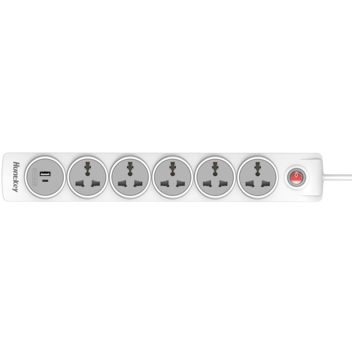 Huntkey Power Strip 5 Outlets 2 USB 3m Cable Huntkey Power Strip 5 Outlets 2 USB 3m Cable
