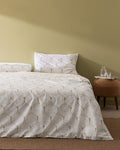 Madame Coco Kerman Double Size Duvet Cover Set – Cotton Printed Bedding in Beige & Gray