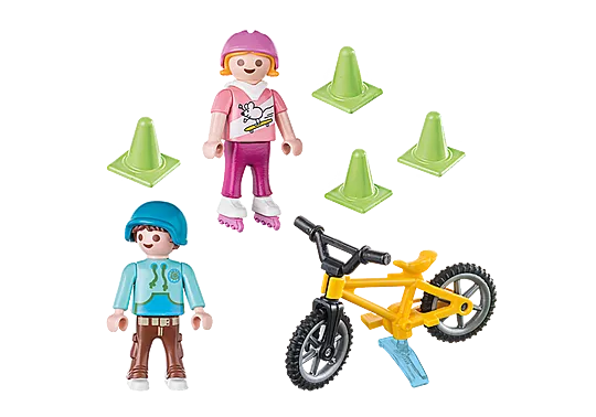 Playmobil Kids with Bike and Skates - Fun for Kids 4+