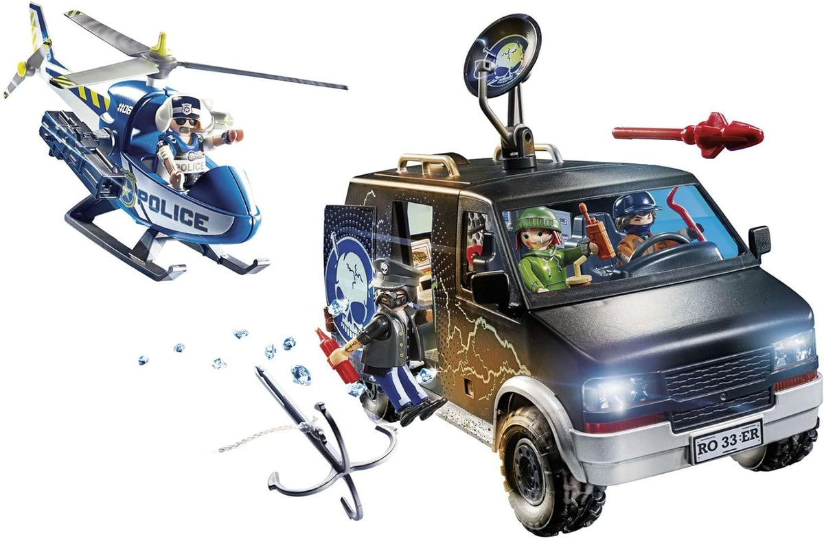 Playmobil Helicopter Chase with Runaway Van - Toy Adventure Playmobil Helicopter Chase with Runaway Van - Toy Adventure