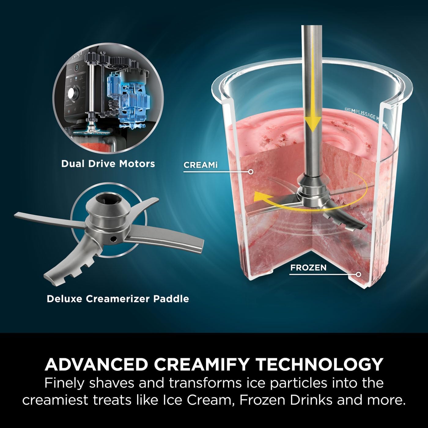 Ninja CREAMi Deluxe صانعة آيس كريم ومشروبات 10 في 1