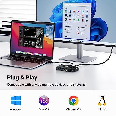 يوجرين مفتاح مشاركة USB 3.0 بـ 2 مدخل و4 مخارج