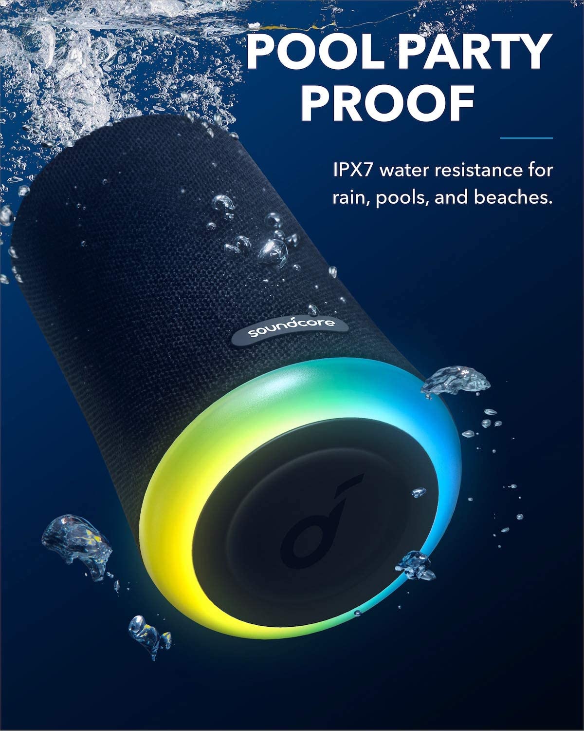 Anker Soundcore Flare Mini Bluetooth Speaker IPX7 Waterproof for Outdoor Parties - Black