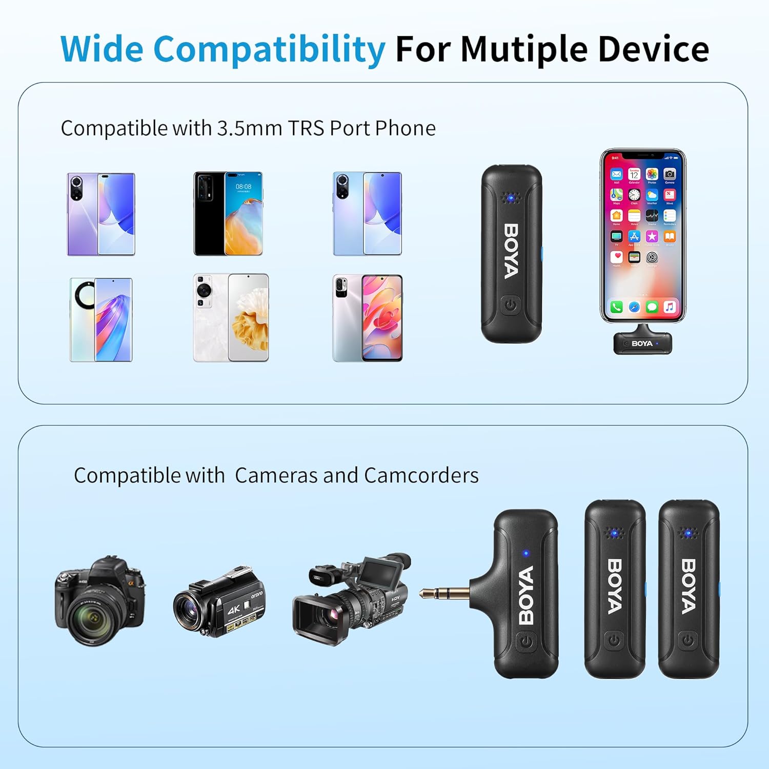 Boya Wireless Microphone System with 1 Receiver 2 Transmitters Charging Box Boya Wireless Microphone System with 1 Receiver 2 Transmitters Charging Box