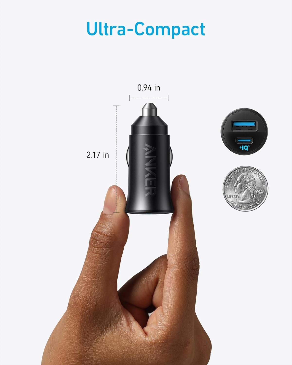 Anker USB-C Car Charger 30W 2-Port Type-C Car Adapter