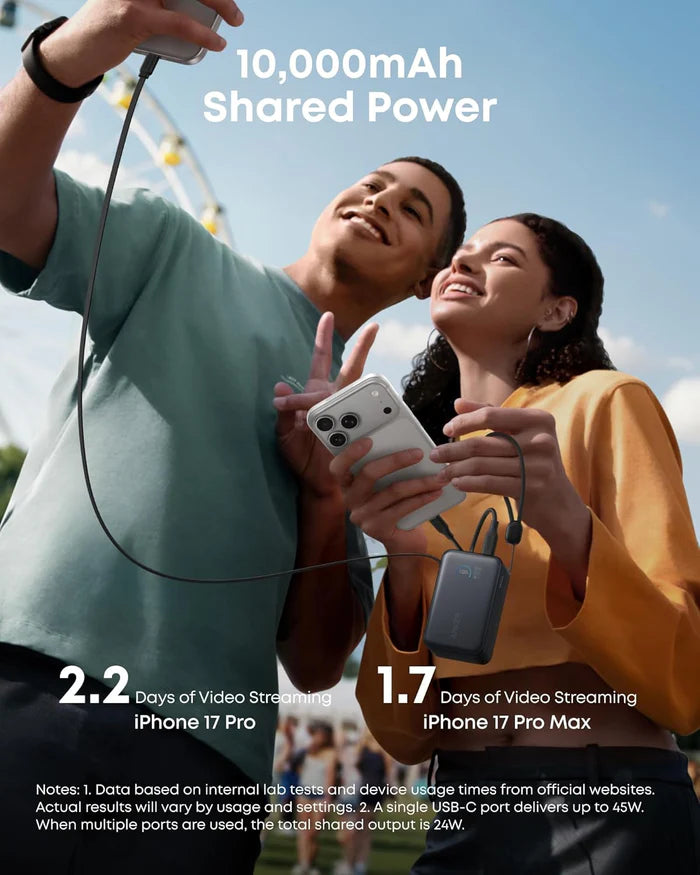 Anker Nano Power Bank 10,000mAh 45W with Built-In Retractable USB-C Cable