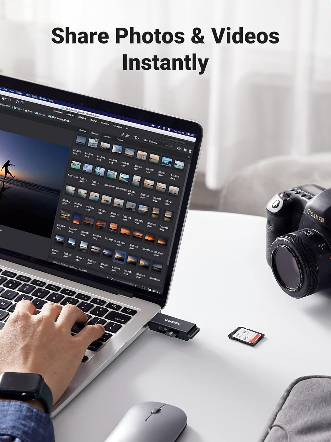 UGREEN USB 3.0 SD Card Reader – Dual Slot, High-Speed, Compact