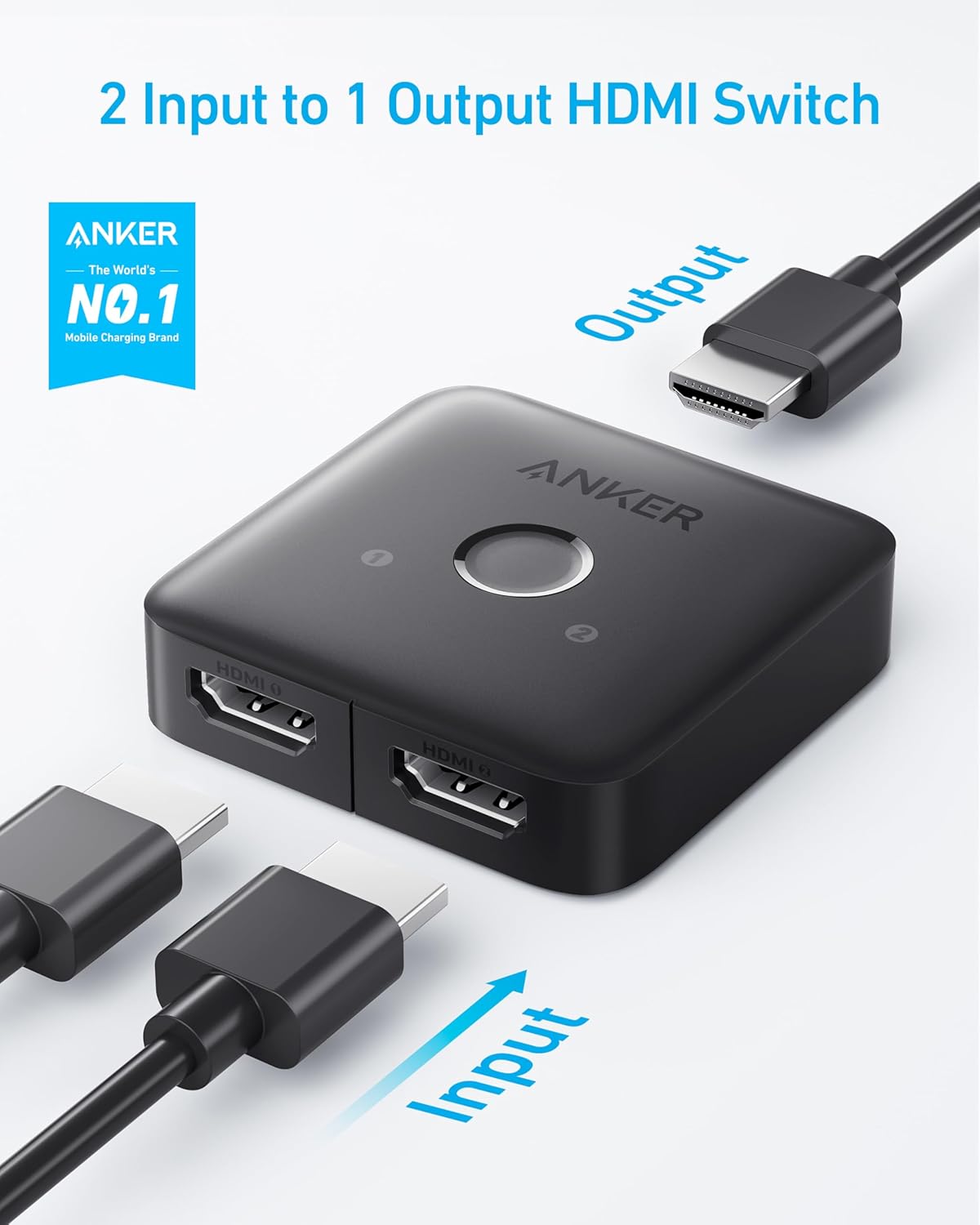 Anker HDMI Switch 4K@60Hz Bi-Directional HDMI Switcher 2 in 1 Out