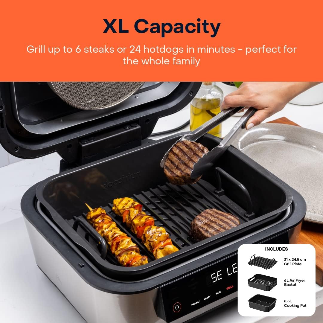 Nutricook Smart Indoor Grill & Airfryer XL 8.5L - Black & Silver Nutricook Smart Indoor Grill & Airfryer XL 8.5L - Black & Silver
