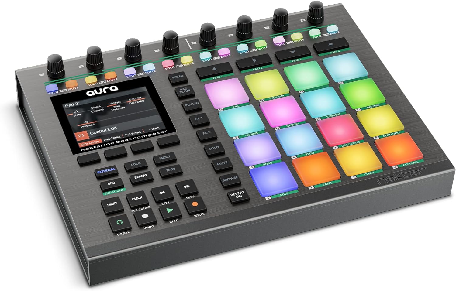 Nektar Aura Beat Composer and DAW Controller / 16 Pads - Metallic Grey Nektar Aura Beat Composer and DAW Controller / 16 Pads - Metallic Grey