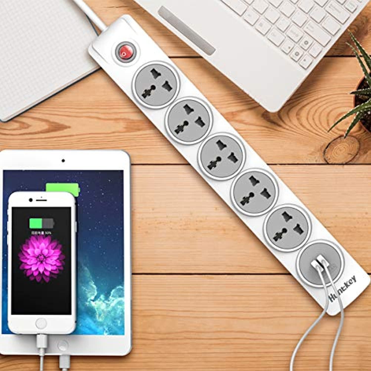 Huntkey Power Strip 5 Outlets 2 USB Ports 3m Cord