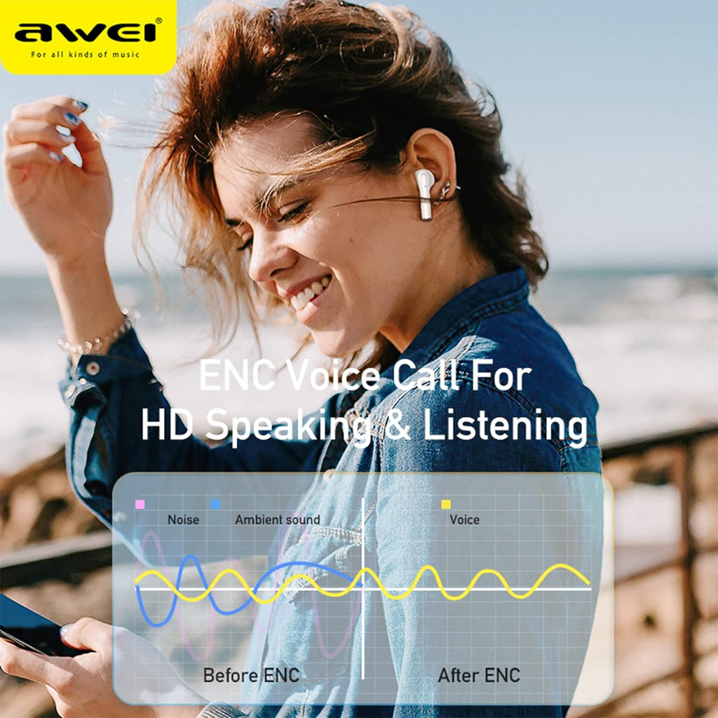 Earpod Awie AWEI Wireless Bluetooth Earbuds And Gaming Earbuds with Microphone - B