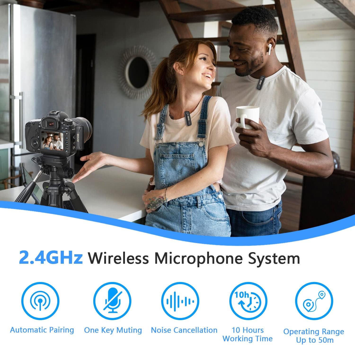 BOYA 2.4GHz AUX 3.5mm Wireless Microphone System (Two Mic) - Black BOYA 2.4GHz AUX 3.5mm Wireless Microphone System (Two Mic) - Black