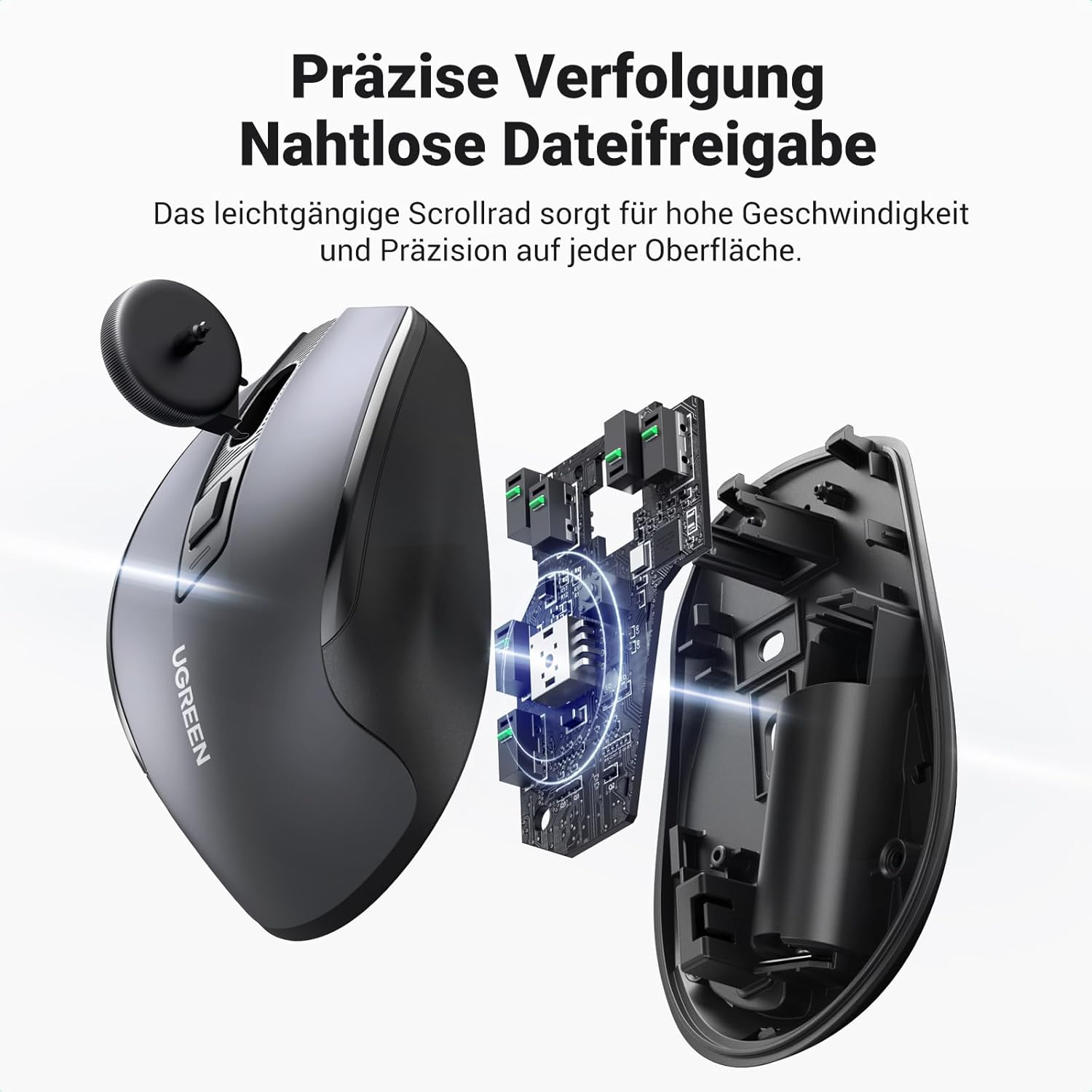 UGREEN Wireless Mouse 4000 DPI, Ergonomic & Silent MU006